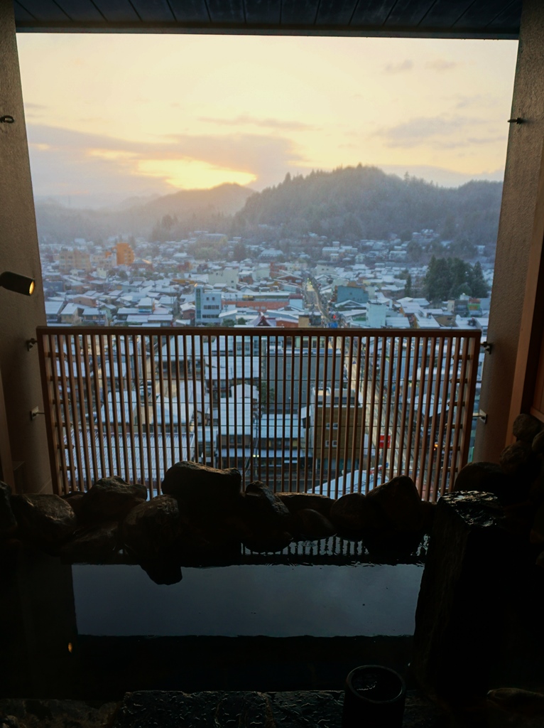 One of the private Onsen on top of the hotel building with a great view! So relaxing!