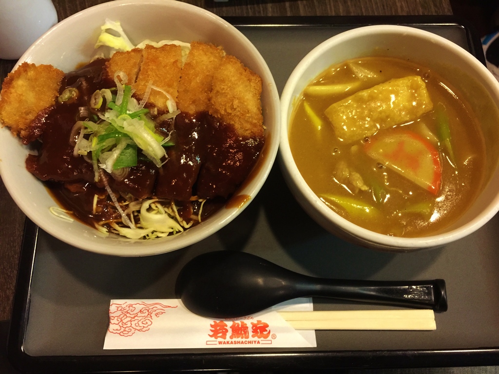 Nagoya = Miso katsu! (on the left). Curry udon noodle is oishi, too!