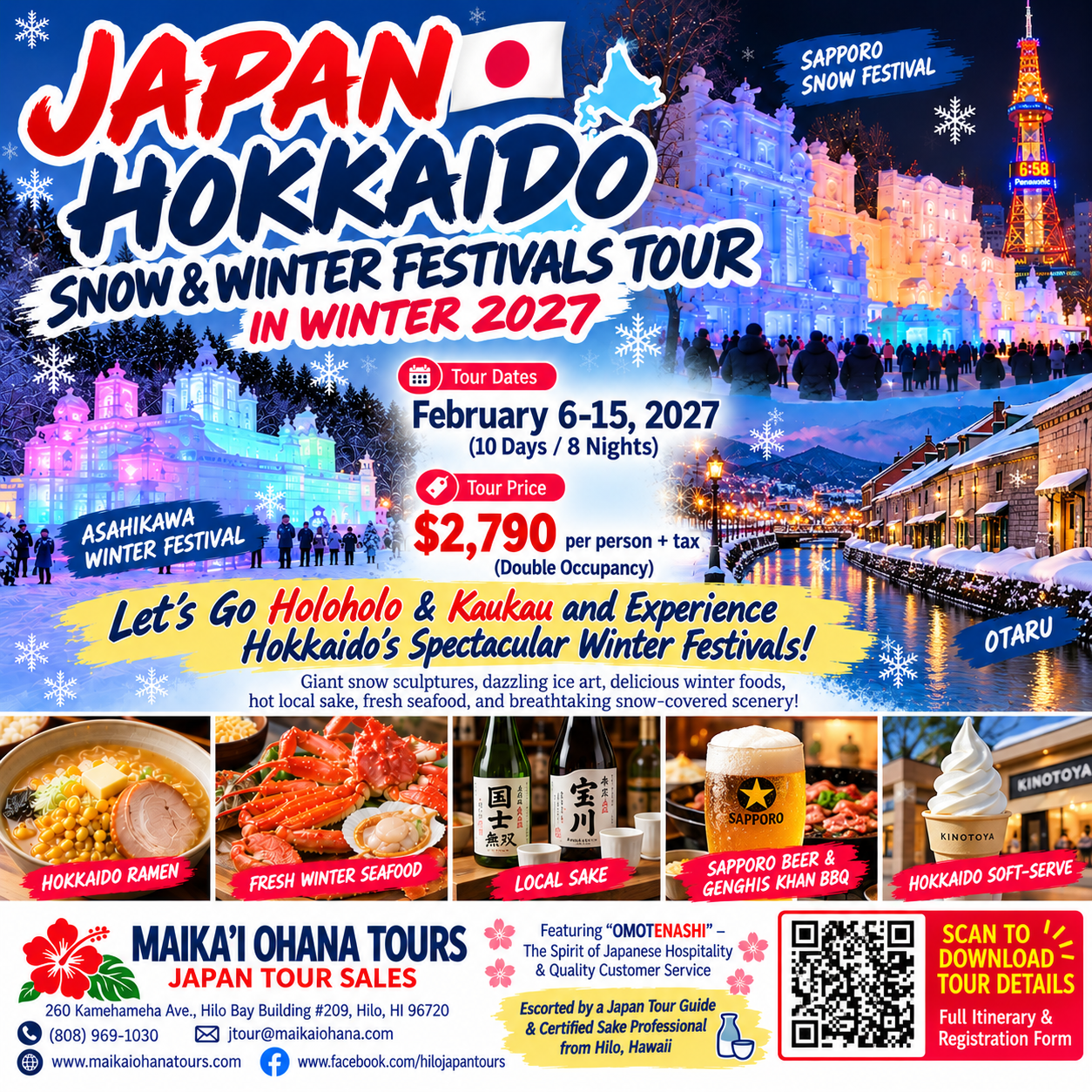 Winter 2027 Japan Hokkaido Winter Snow Festivals and Kaukau Tour